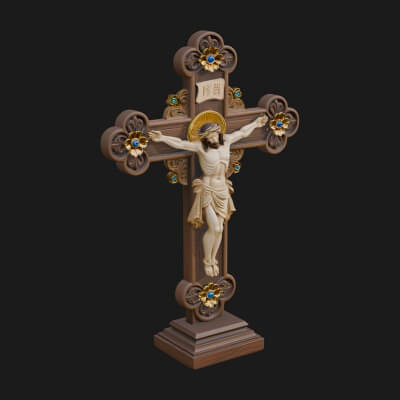 Gemmed Crucifix Cross Model Design 10 3D Print Model
