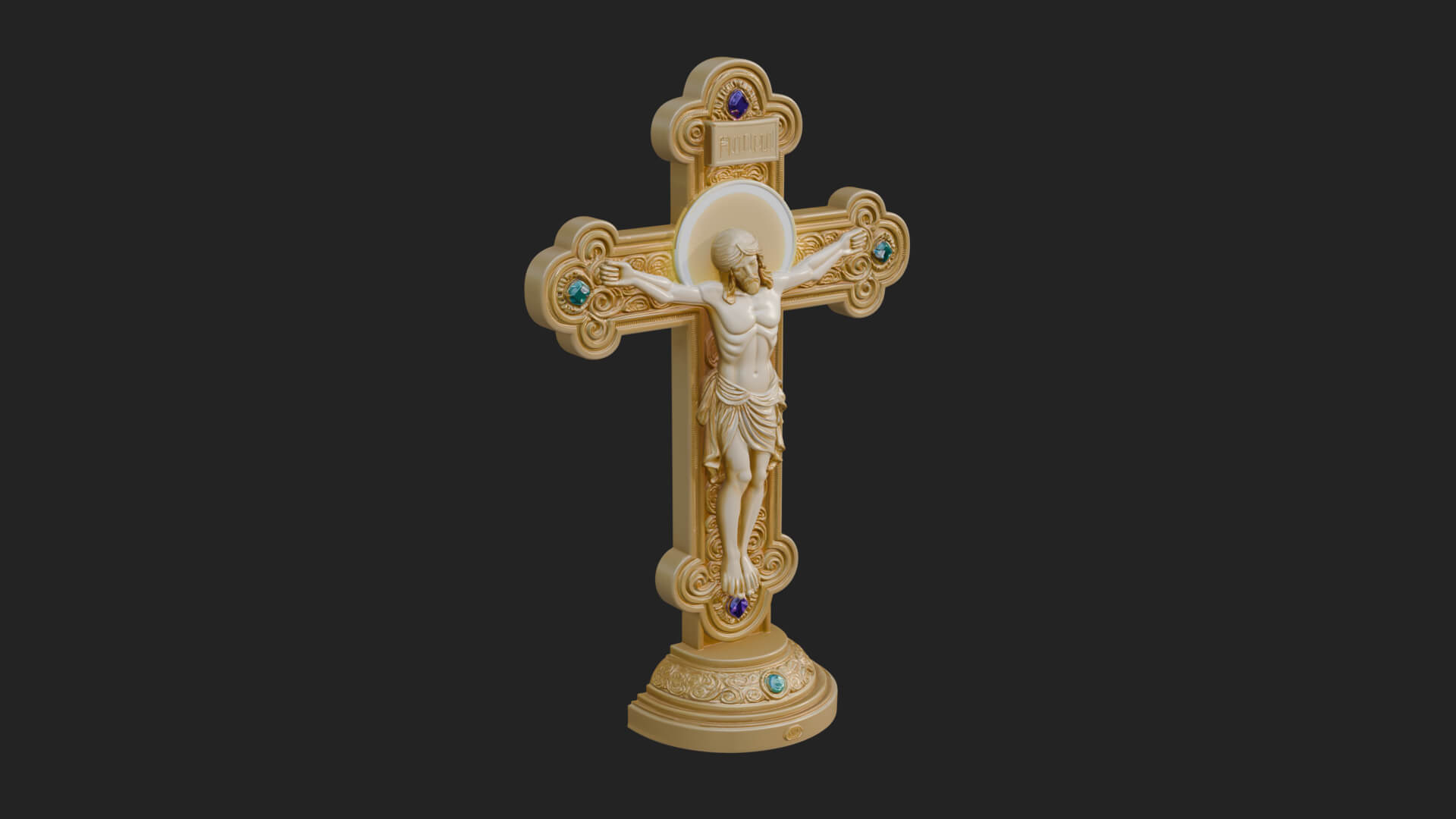 Gemmed Crucifix Cross Model Design 11 3D Print Model 3D Model