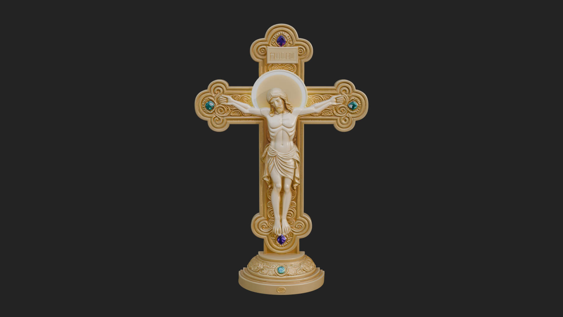 Gemmed Crucifix Cross Model Design 11 3D Print Model 3D Model