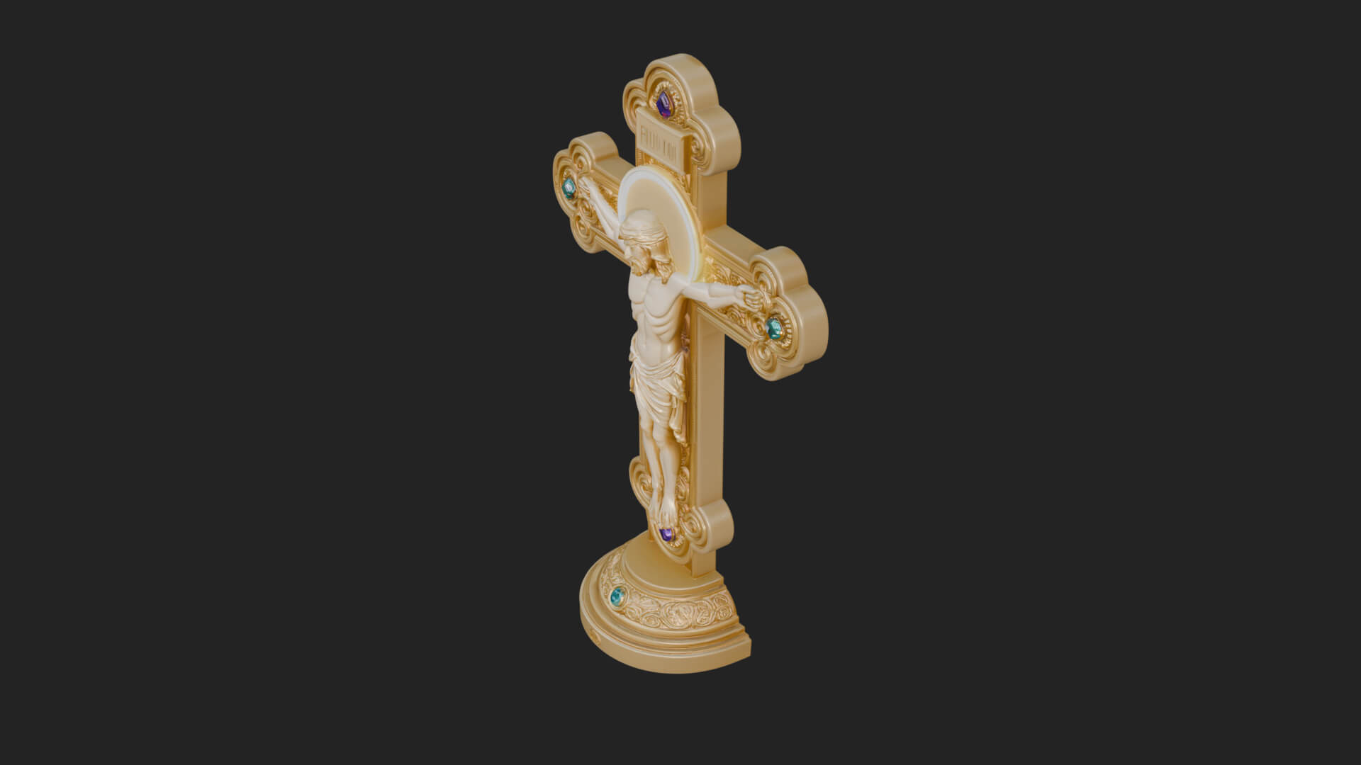 Gemmed Crucifix Cross Model Design 11 3D Print Model 3D Model