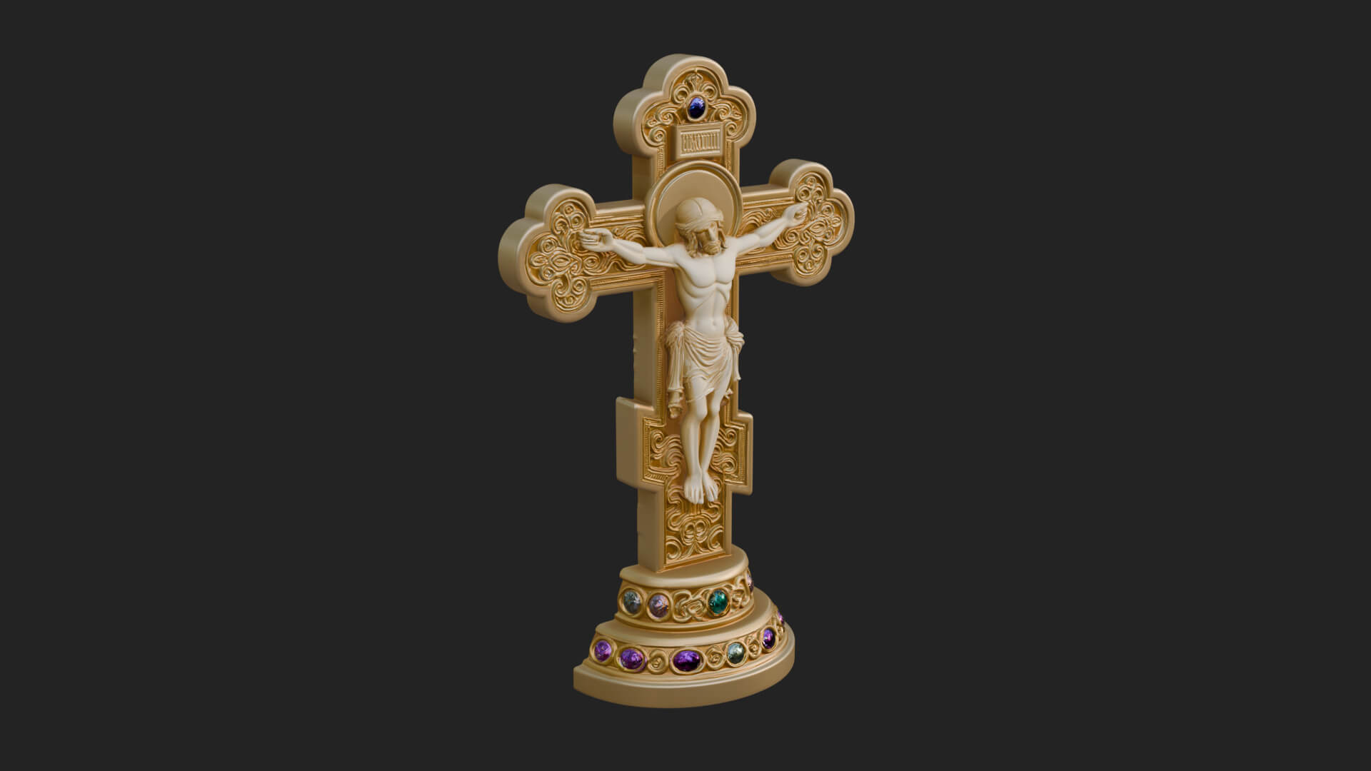 Gemmed Crucifix Cross Model Design 12 3D Print Model 3D Model