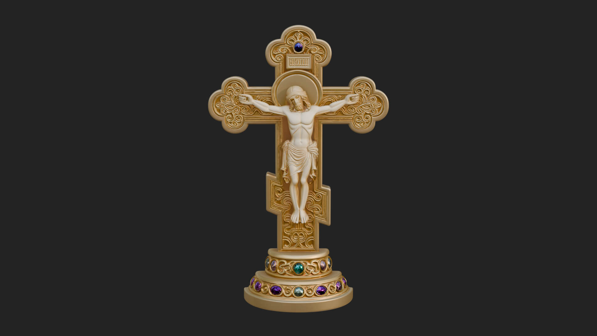 Gemmed Crucifix Cross Model Design 12 3D Print Model 3D Model