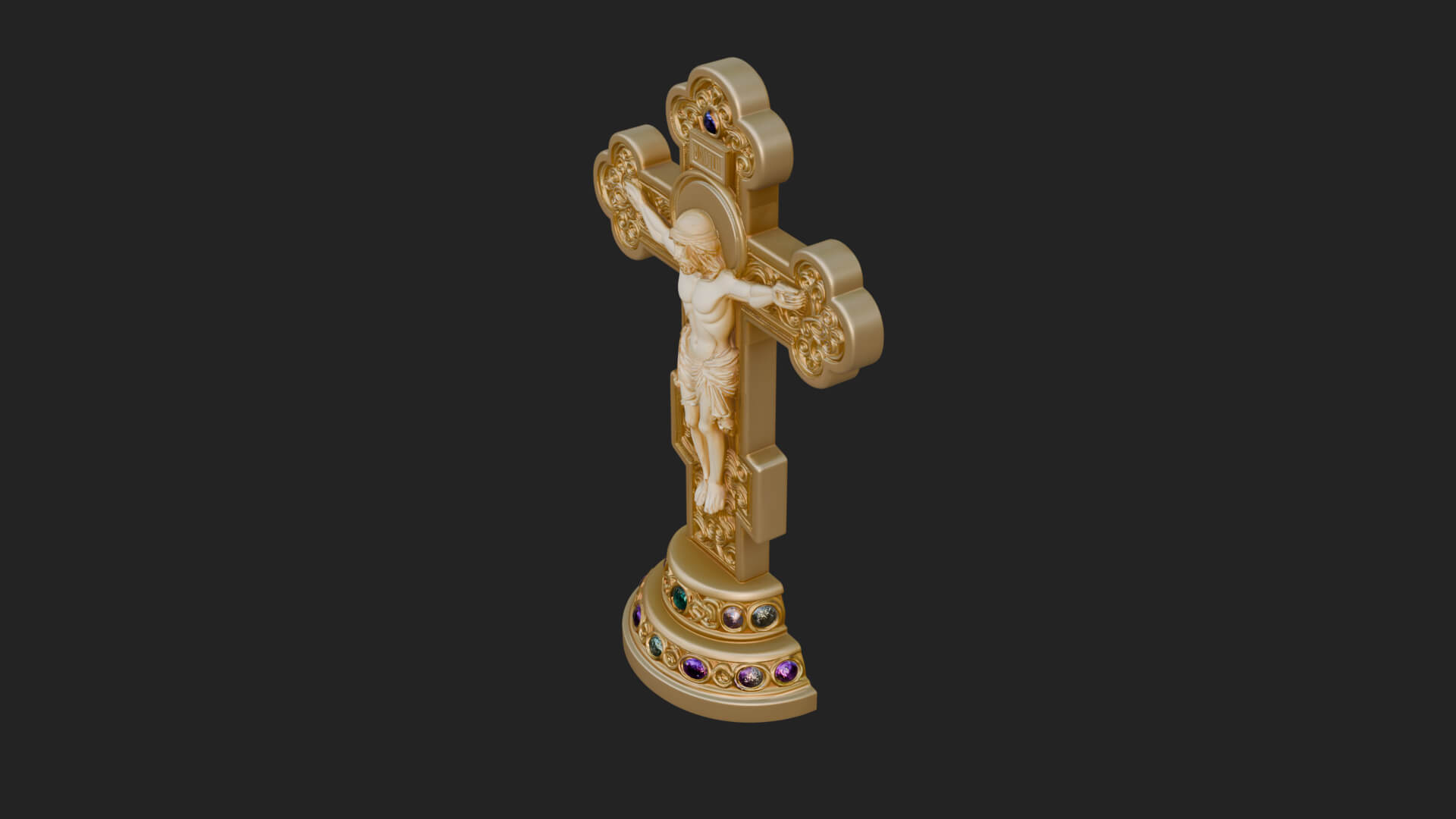 Gemmed Crucifix Cross Model Design 12 3D Print Model 3D Model