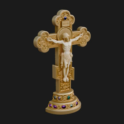 Gemmed Crucifix Cross Model Design 12 3D Print Model