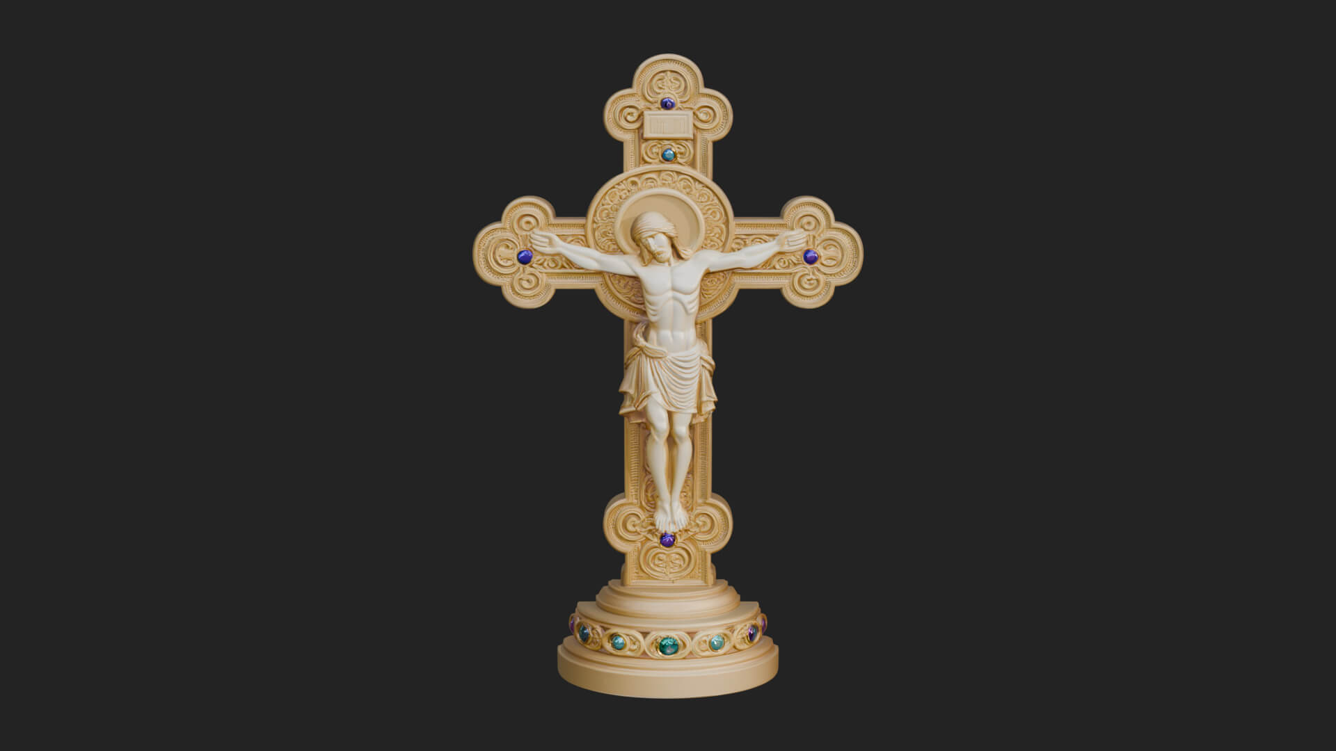Gemmed Crucifix Cross Model Design 13 3D Print Model 3D Model