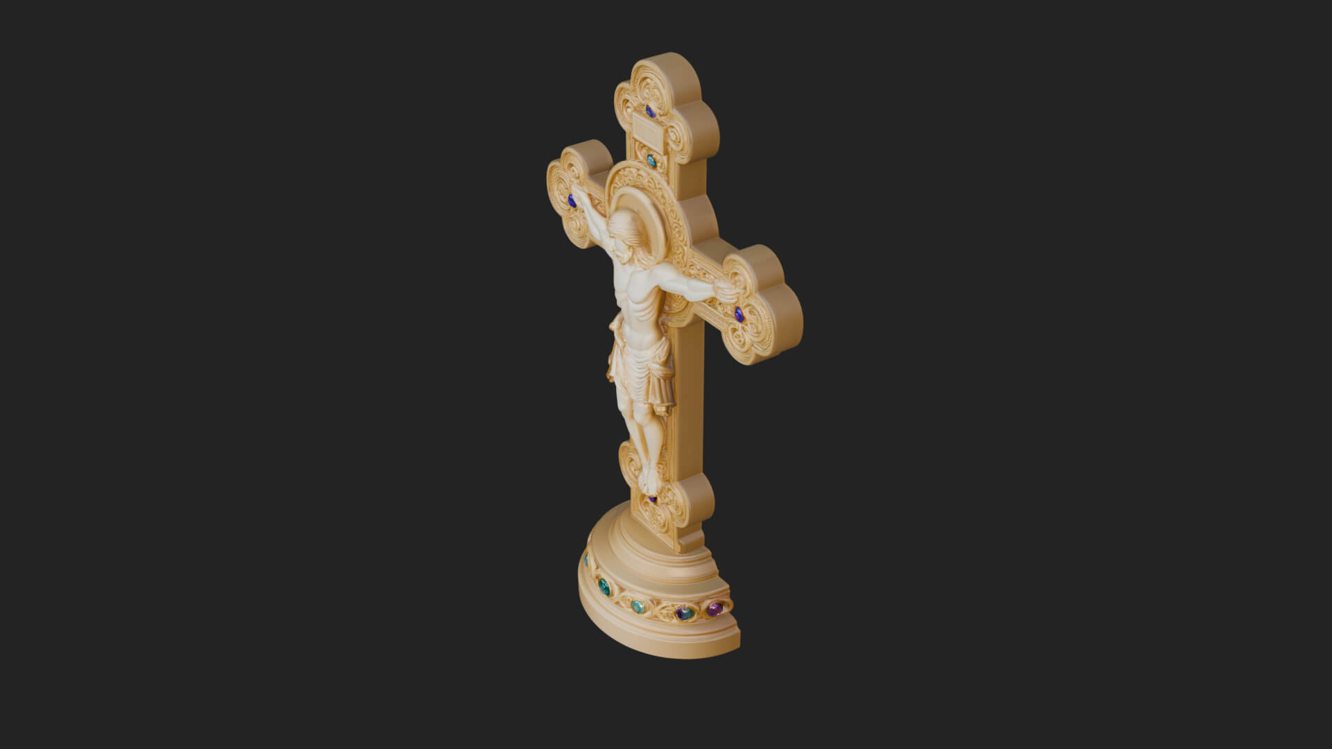Gemmed Crucifix Cross Model Design 13 3D Print Model 3D Model