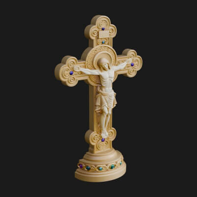 Gemmed Crucifix Cross Model Design 13 3D Print Model