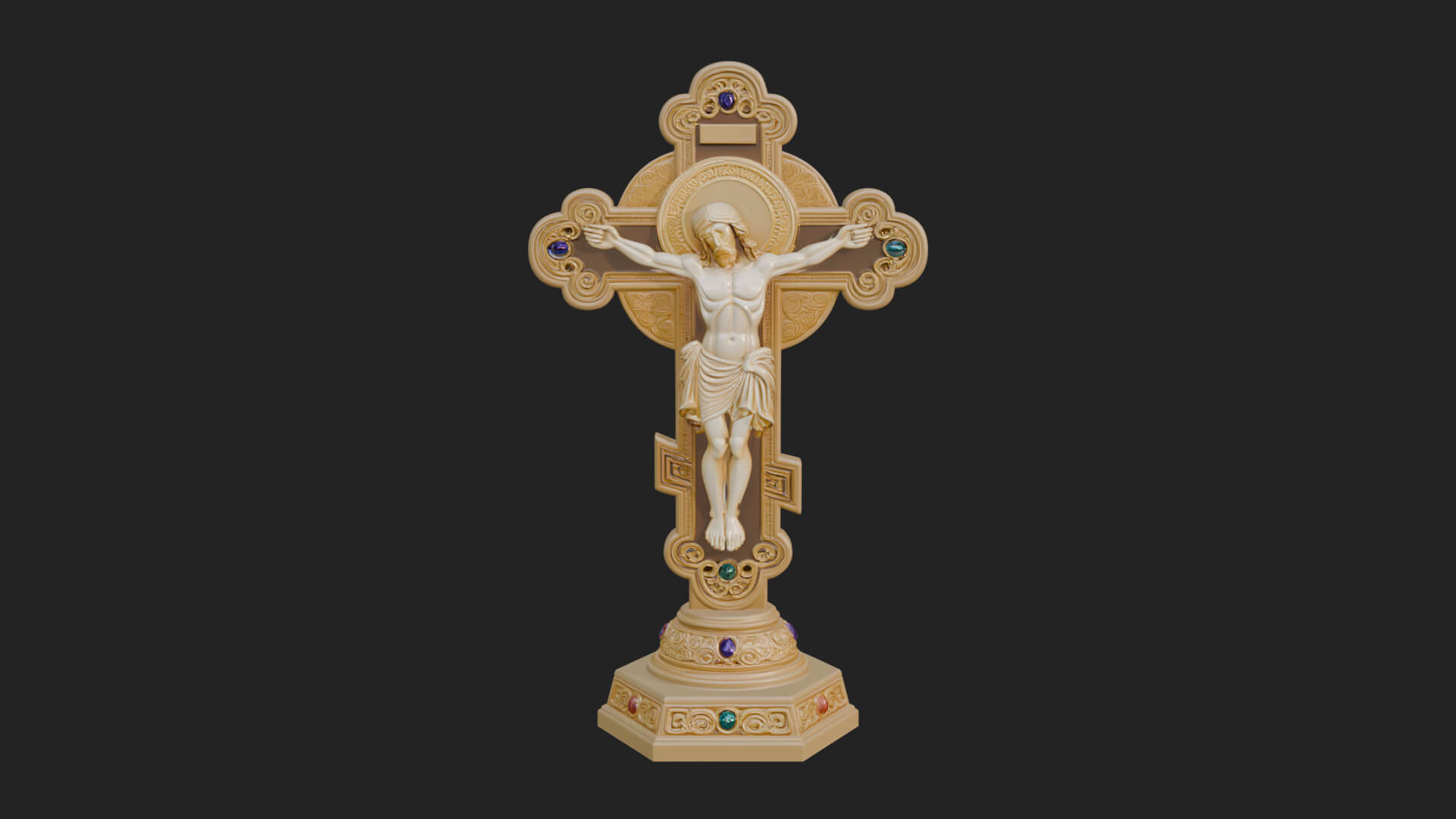 Gemmed Crucifix Cross Model Design 14 3D Print Model 3D Model