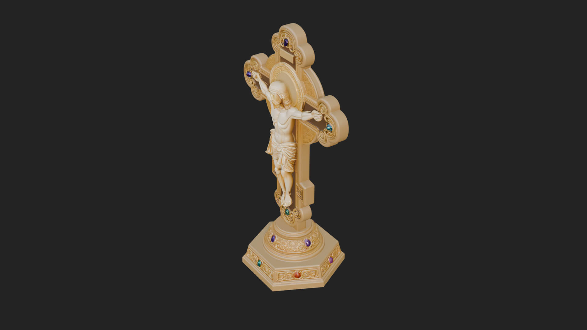 Gemmed Crucifix Cross Model Design 14 3D Print Model 3D Model