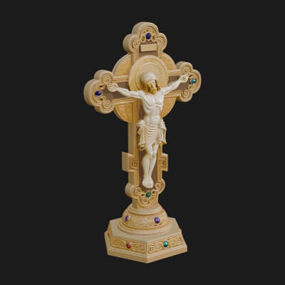 Gemmed Crucifix Cross Model Design 14 3D Print Model
