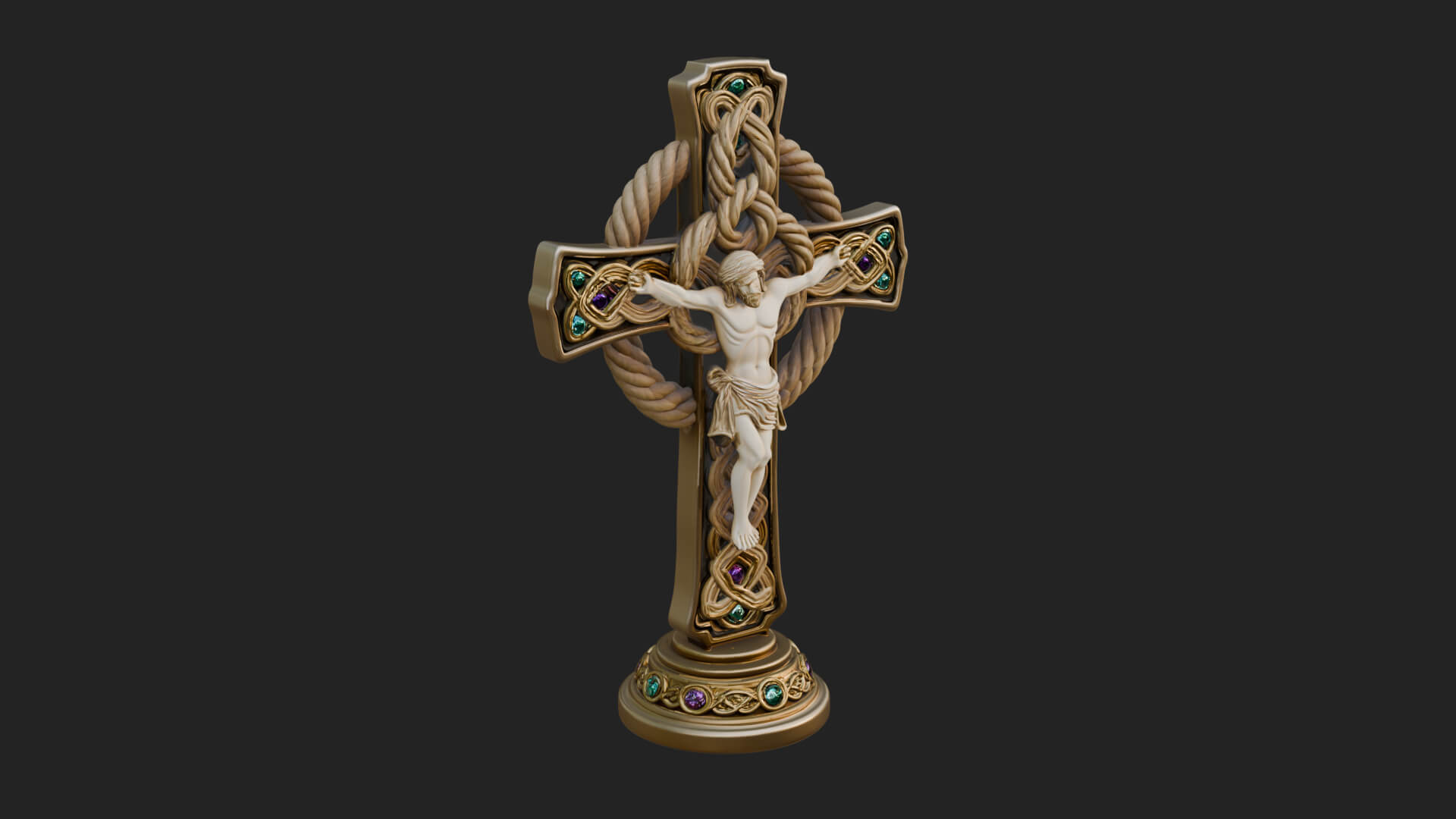 Gemmed Crucifix Cross Model Design 15 3D Print Model 3D Model