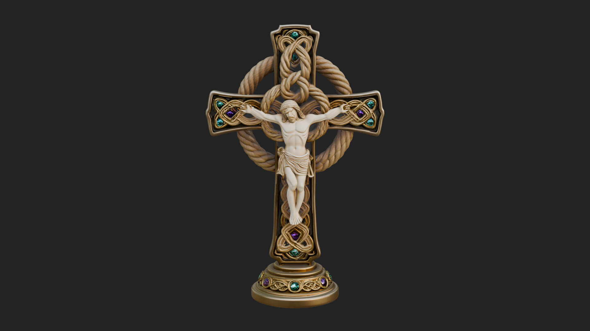Gemmed Crucifix Cross Model Design 15 3D Print Model 3D Model
