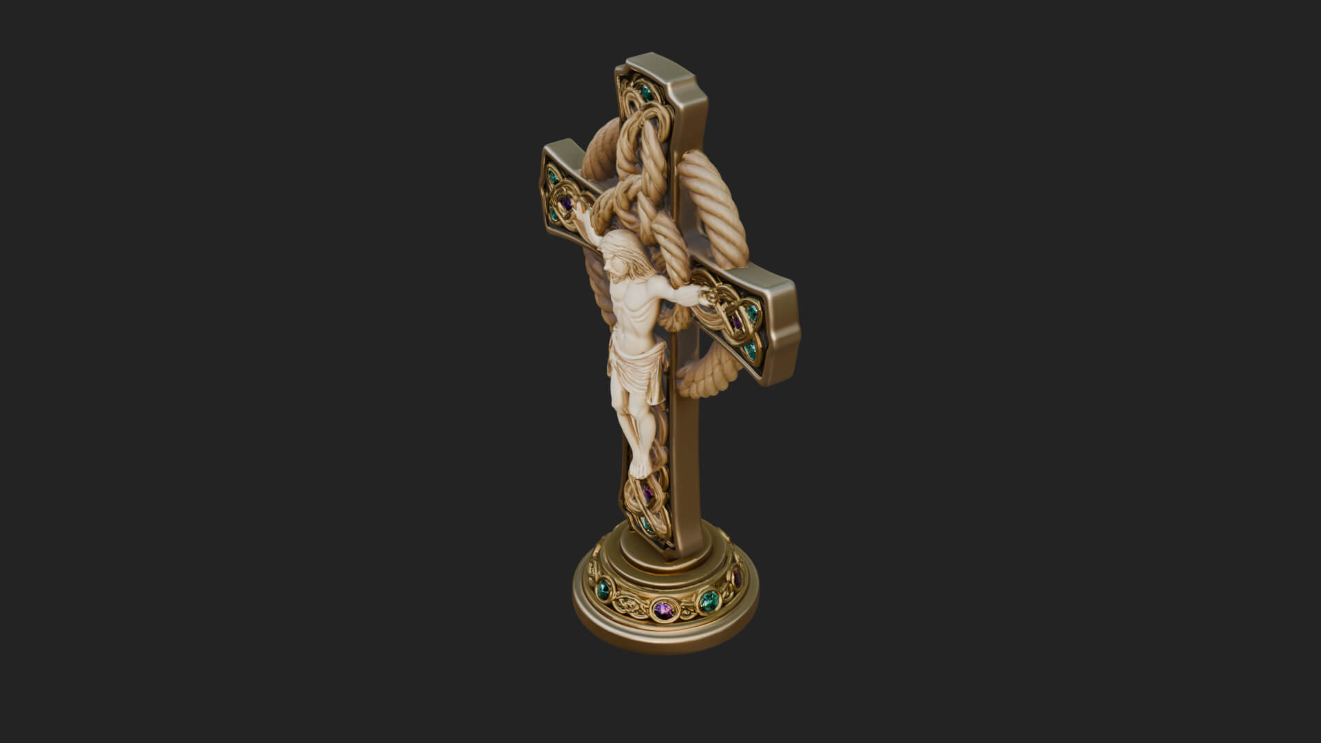 Gemmed Crucifix Cross Model Design 15 3D Print Model 3D Model