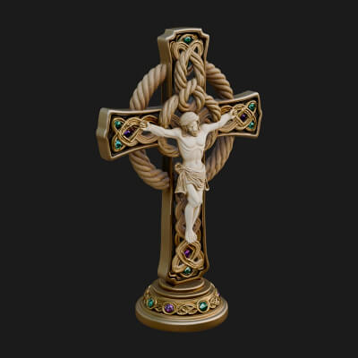 Gemmed Crucifix Cross Model Design 15 3D Print Model