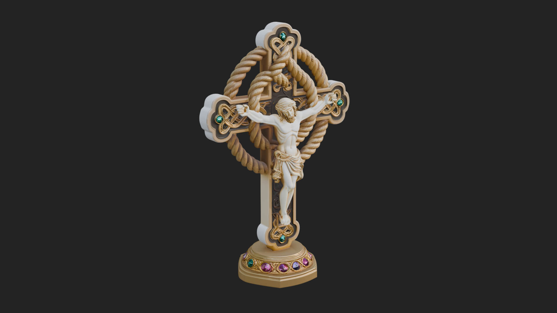 Gemmed Crucifix Cross Model Design 16 3D Print Model 3D Model