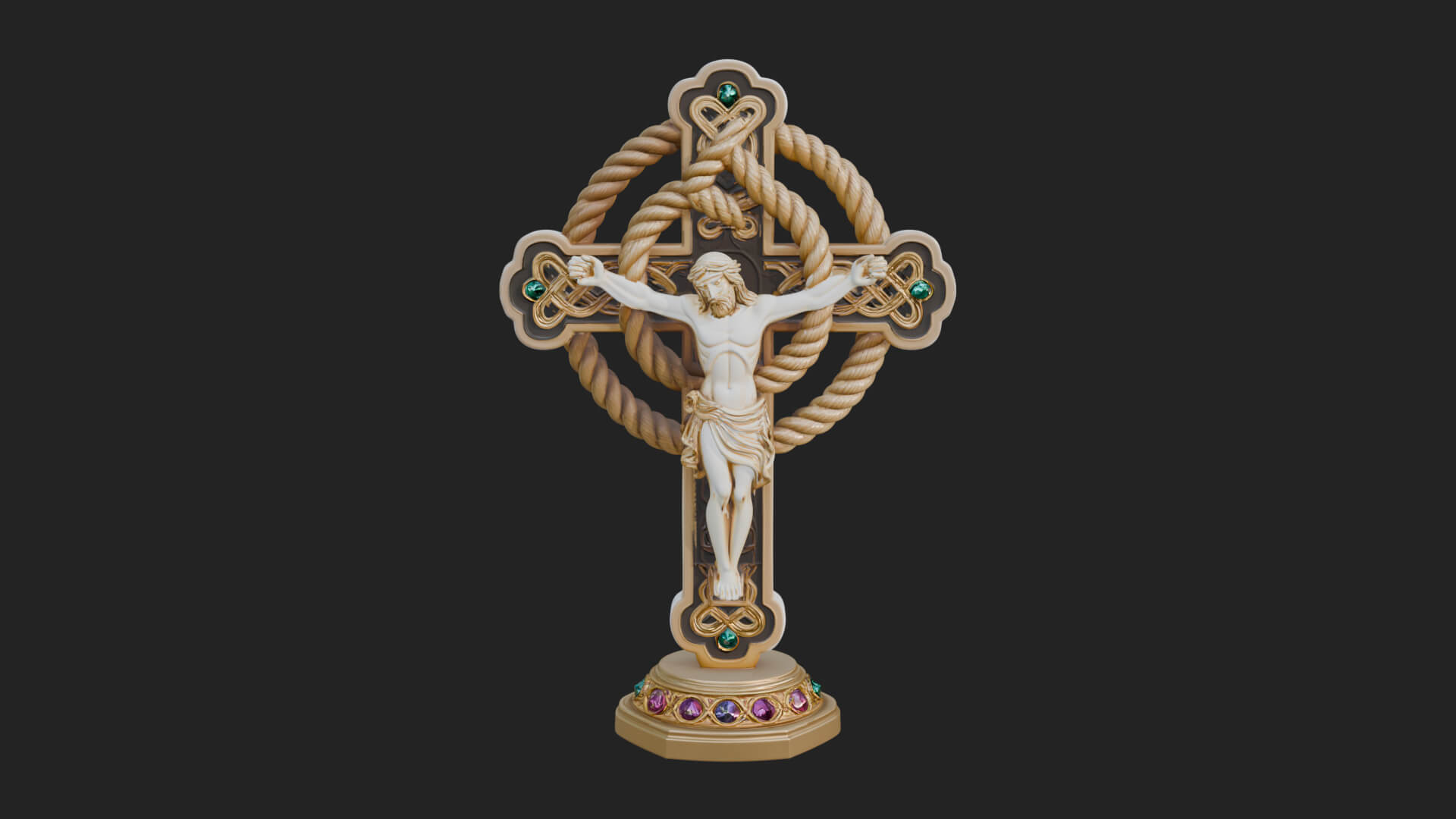 Gemmed Crucifix Cross Model Design 16 3D Print Model 3D Model