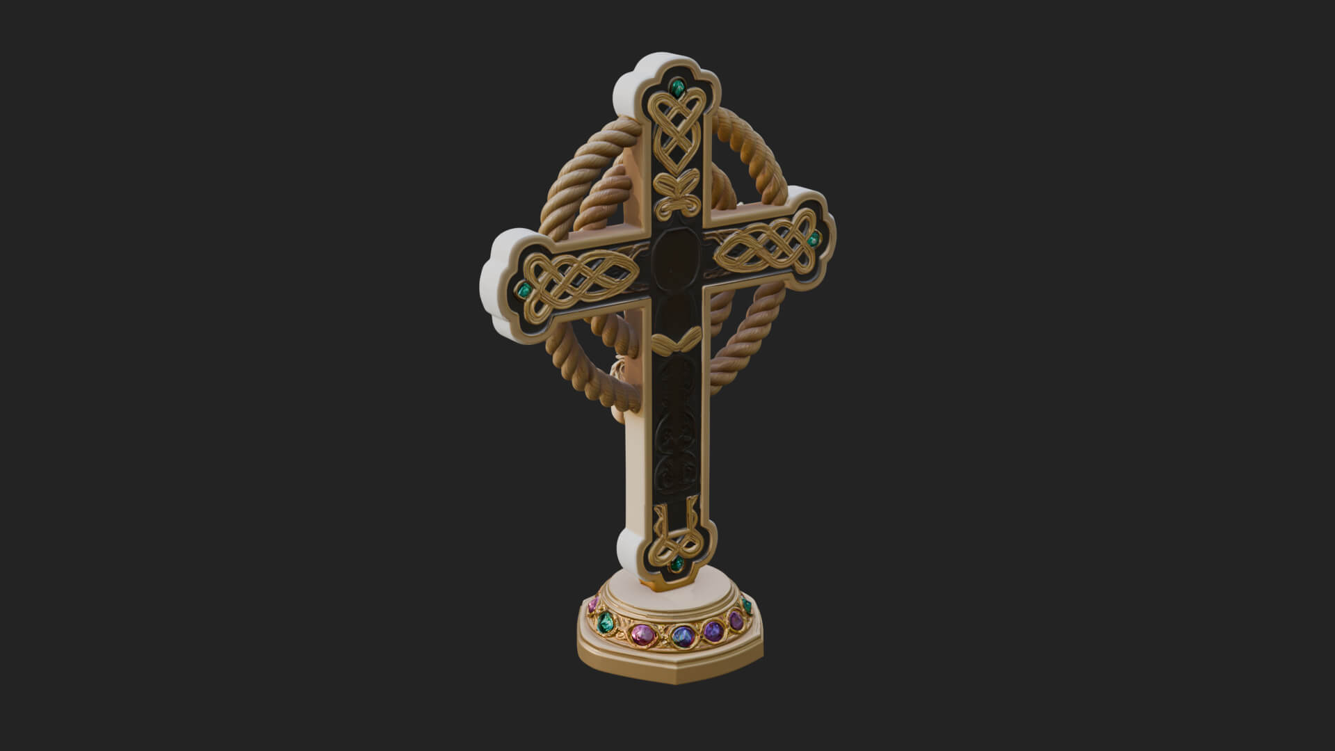 Gemmed Crucifix Cross Model Design 16 3D Print Model 3D Model