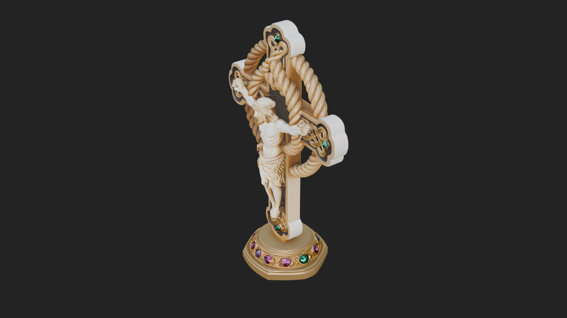 Gemmed Crucifix Cross Model Design 16 3D Print Model 3D Model