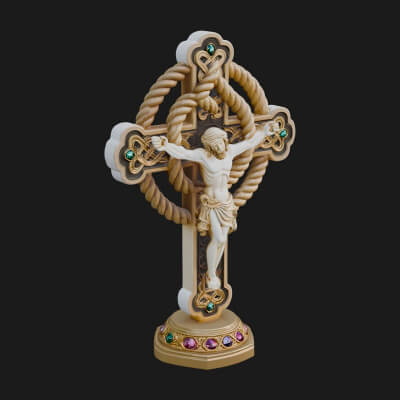 Gemmed Crucifix Cross Model Design 16 3D Print Model