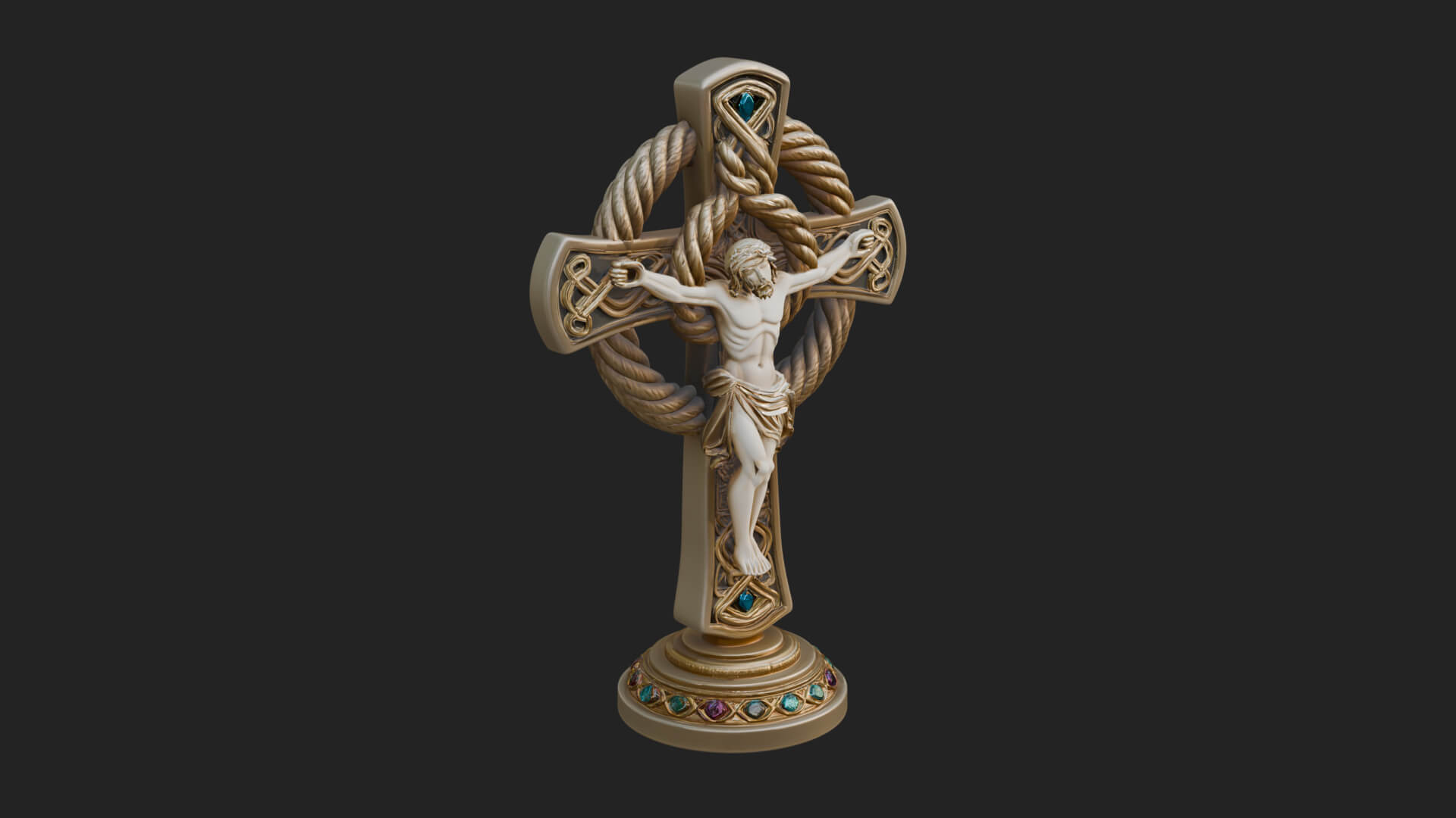 Gemmed Crucifix Cross Model Design 17 3D Print Model 3D Model