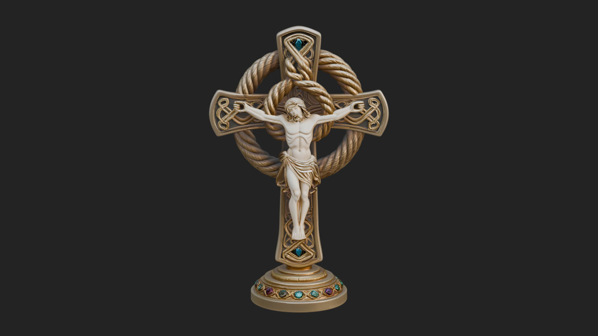 Gemmed Crucifix Cross Model Design 17 3D Print Model 3D Model