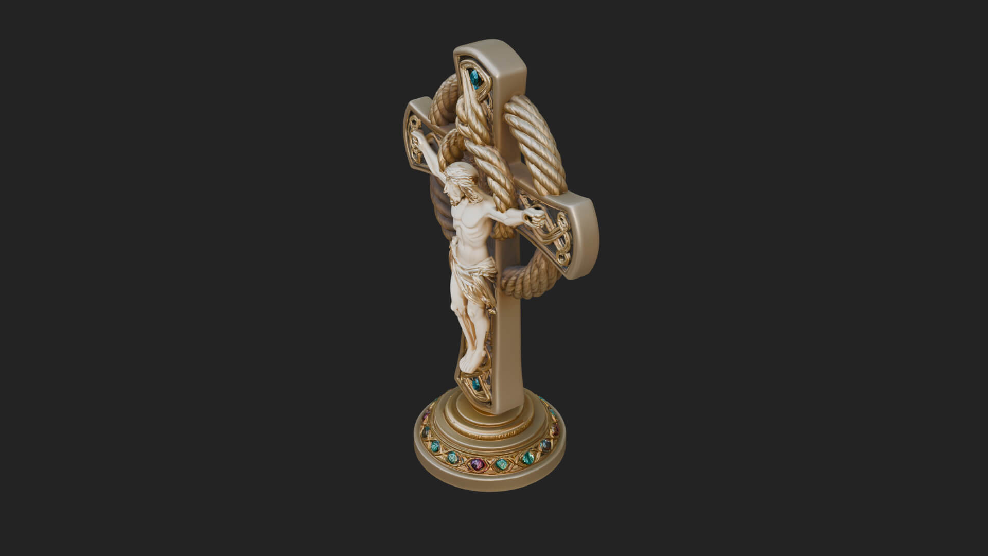 Gemmed Crucifix Cross Model Design 17 3D Print Model 3D Model