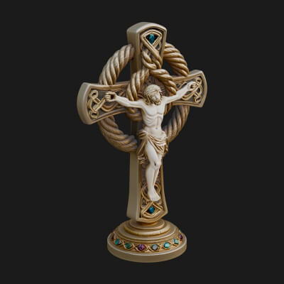 Gemmed Crucifix Cross Model Design 17 3D Print Model