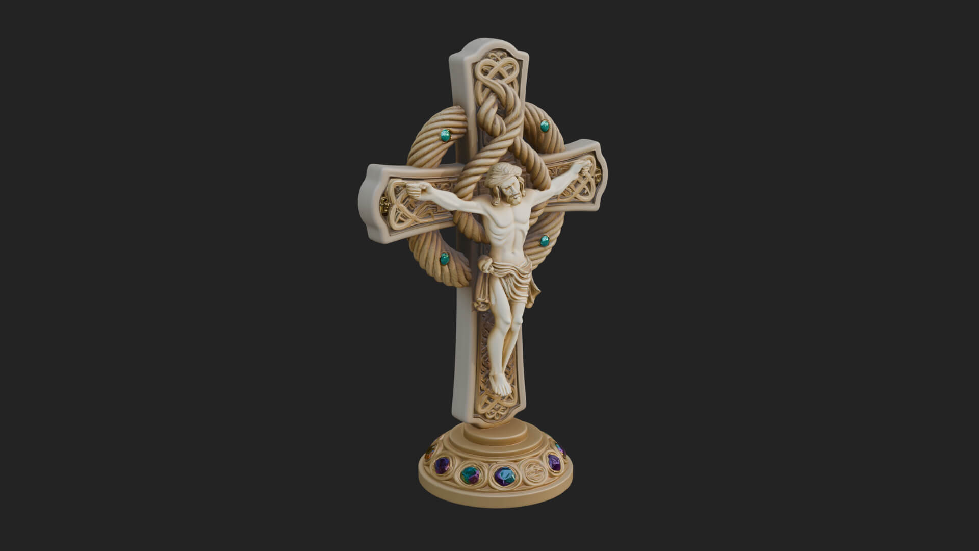 Gemmed Crucifix Cross Model Design 18 3D Print Model 3D Model