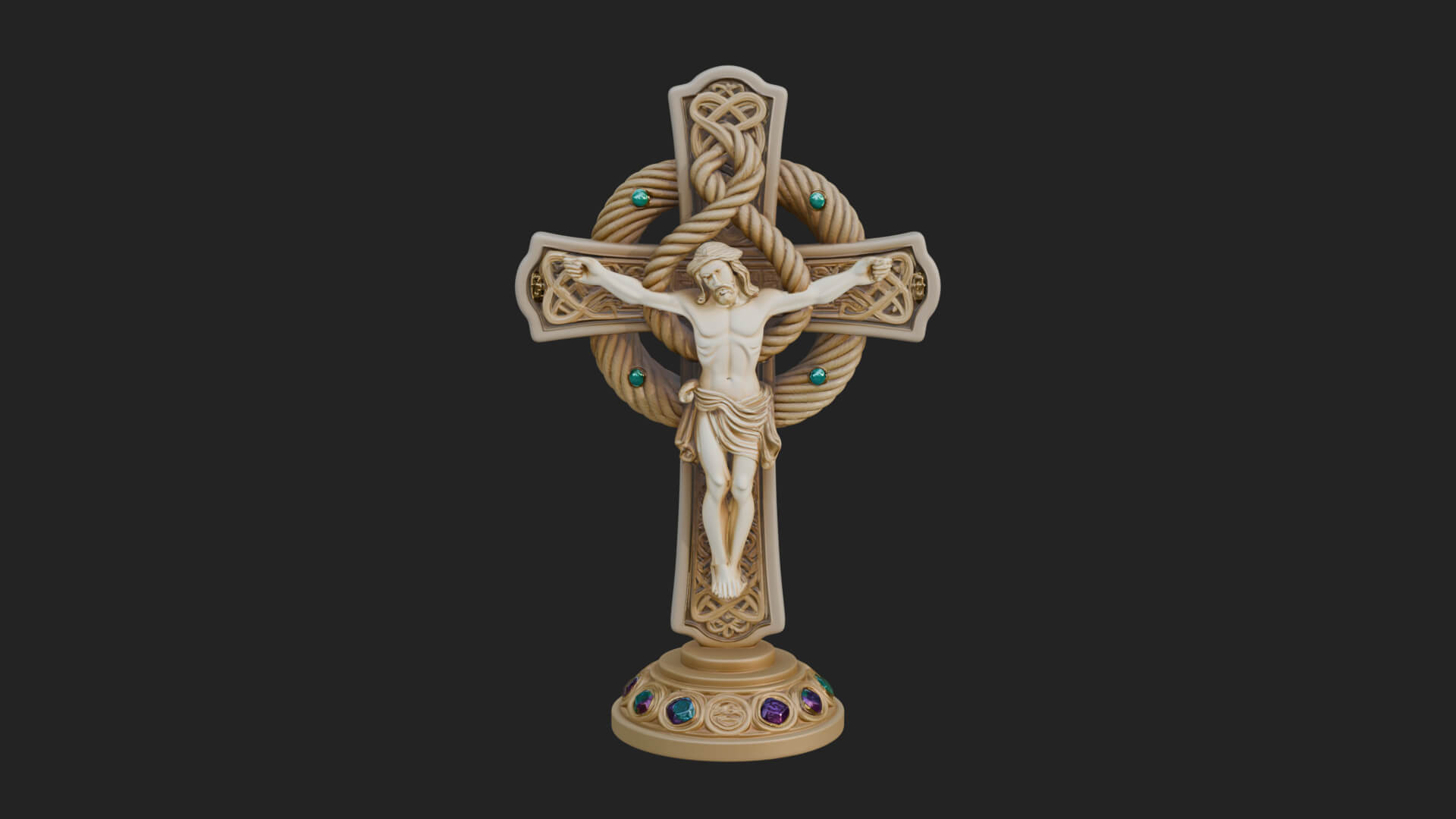 Gemmed Crucifix Cross Model Design 18 3D Print Model 3D Model