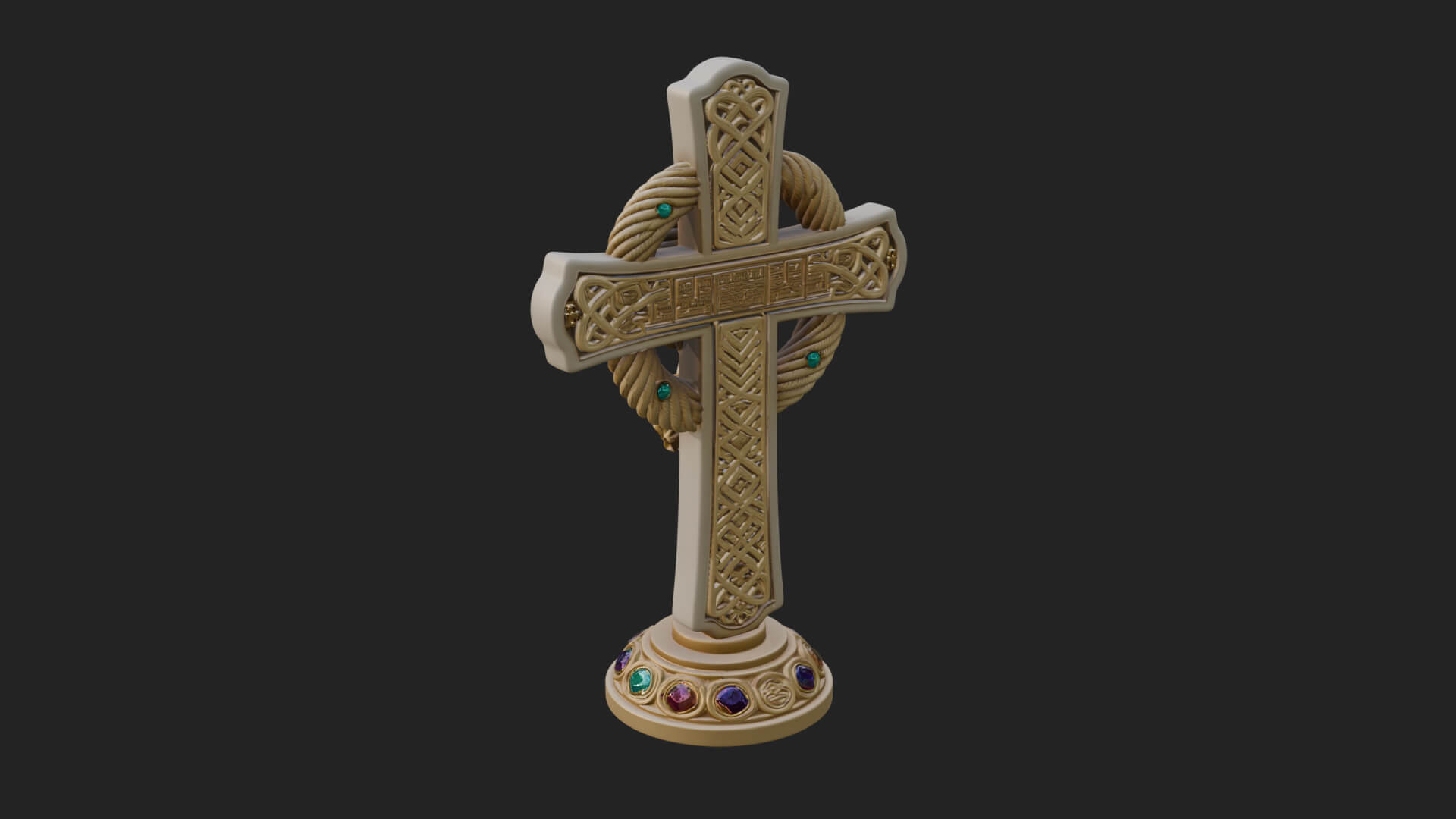 Gemmed Crucifix Cross Model Design 18 3D Print Model 3D Model