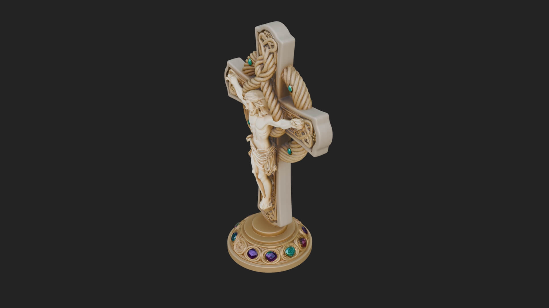 Gemmed Crucifix Cross Model Design 18 3D Print Model 3D Model