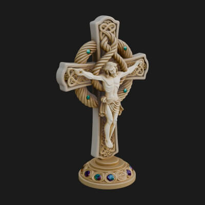 Gemmed Crucifix Cross Model Design 18 3D Print Model
