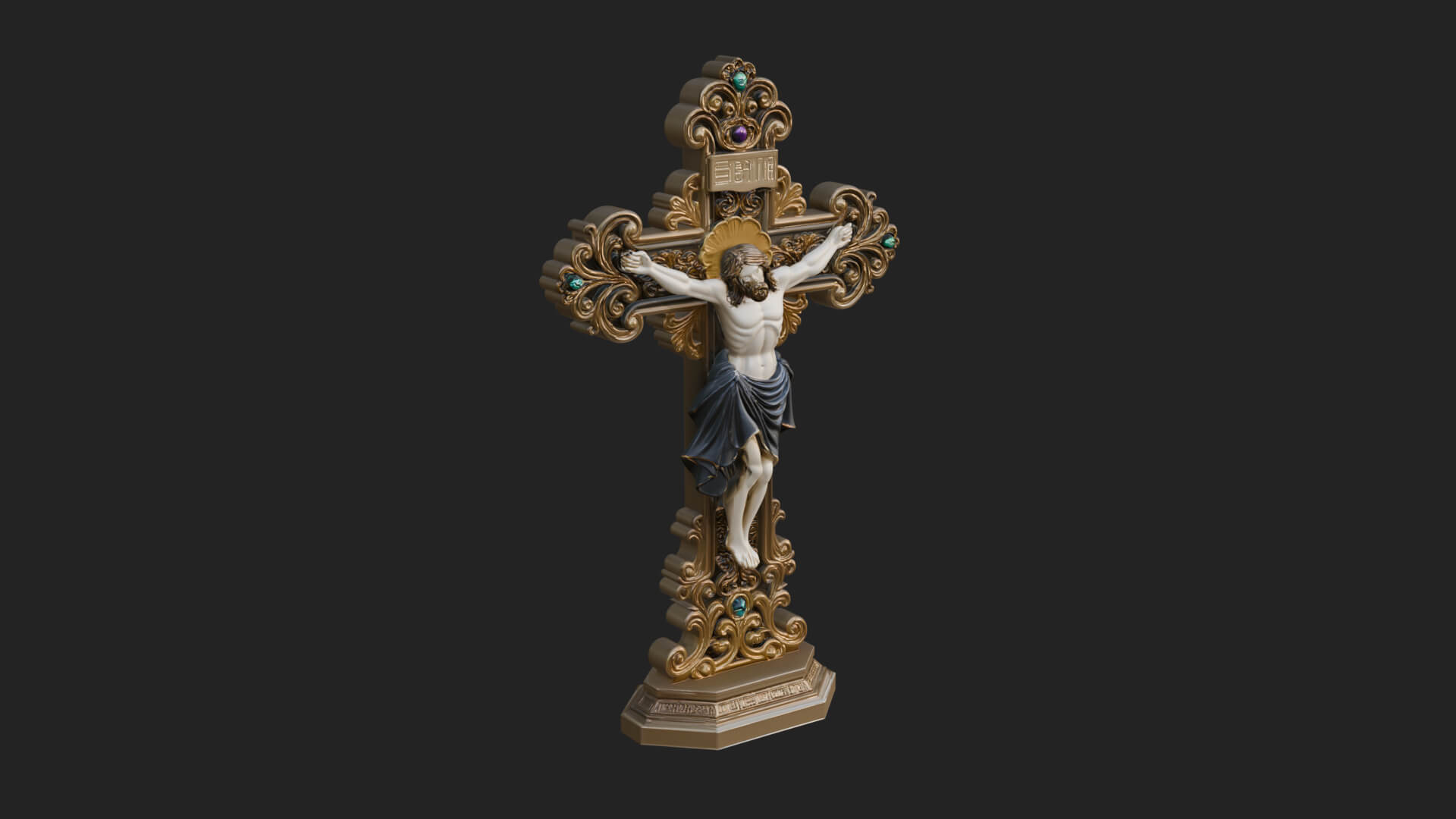 Gemmed Crucifix Cross Model Design 19 3D Print Model 3D Model