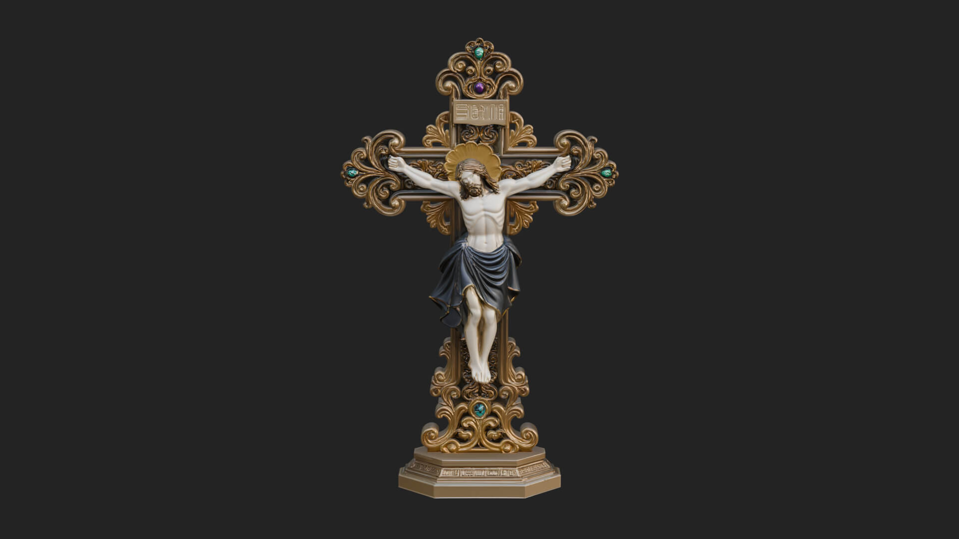 Gemmed Crucifix Cross Model Design 19 3D Print Model 3D Model