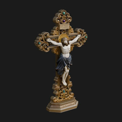Gemmed Crucifix Cross Model Design 19 3D Print Model
