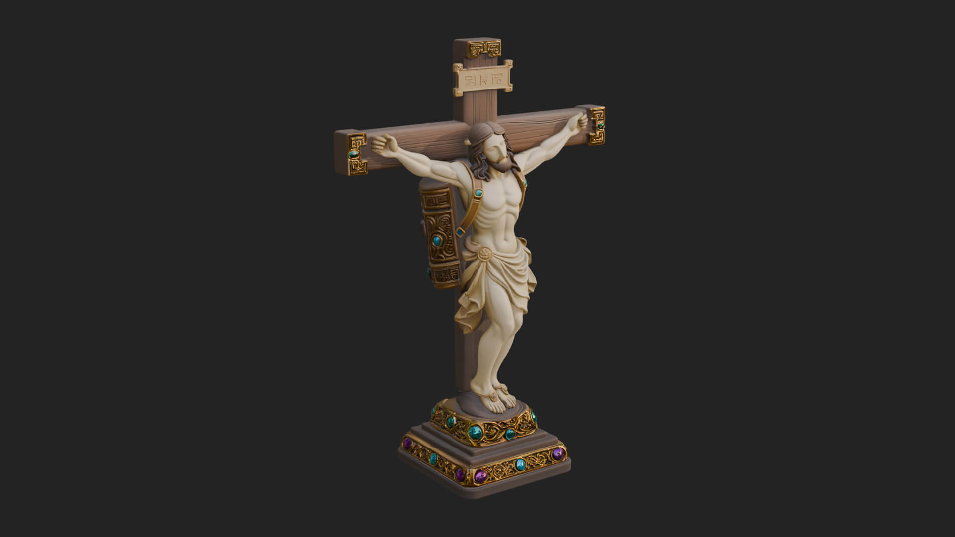 Gemmed Crucifix Cross Model Design 2 3D Print Model 3D Model