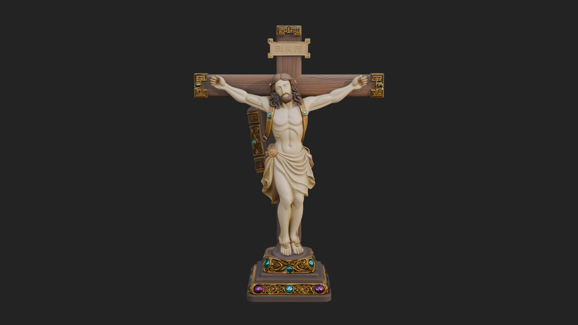 Gemmed Crucifix Cross Model Design 2 3D Print Model 3D Model