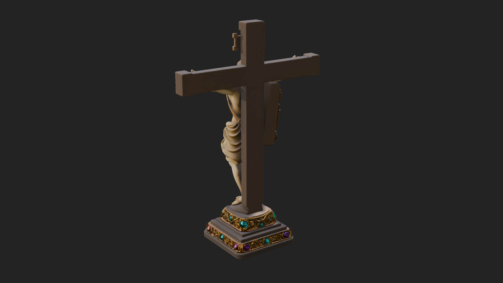 Gemmed Crucifix Cross Model Design 2 3D Print Model 3D Model