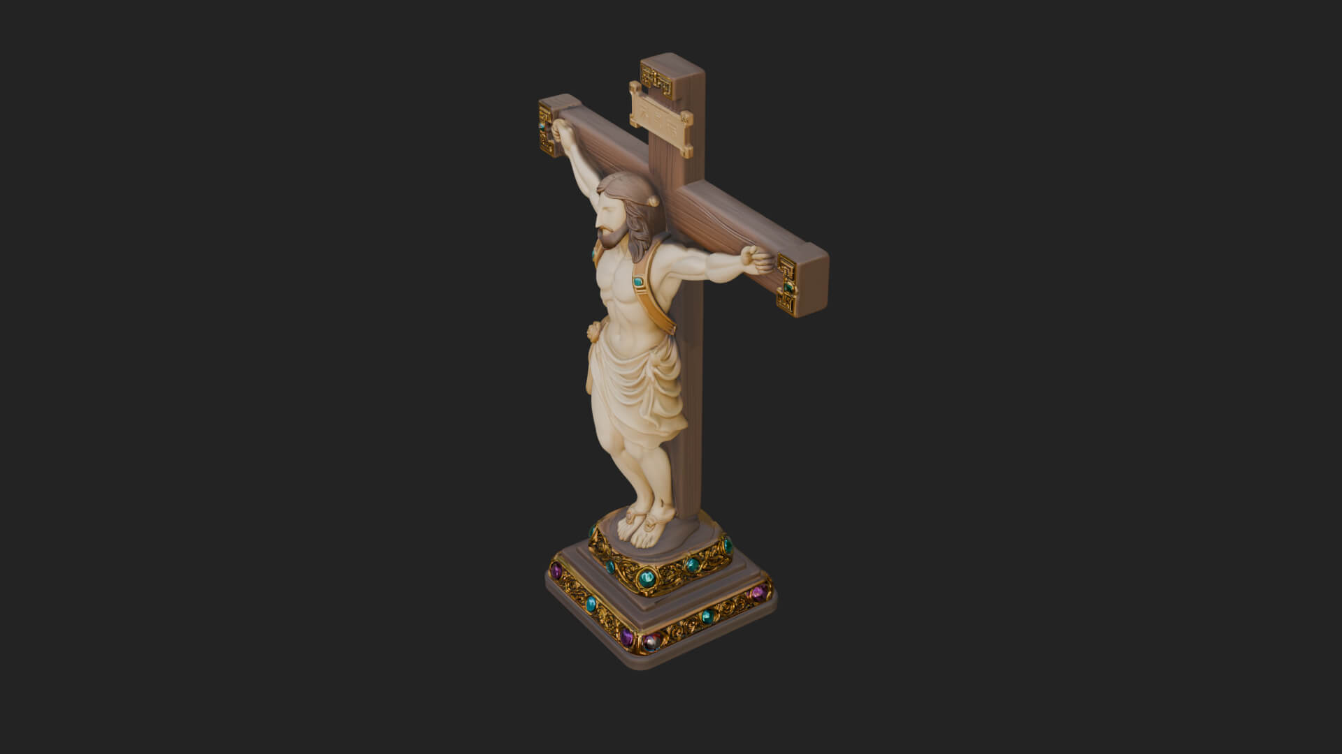 Gemmed Crucifix Cross Model Design 2 3D Print Model 3D Model