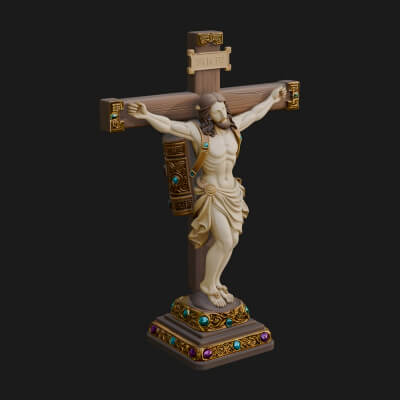 Gemmed Crucifix Cross Model Design 2 3D Print Model