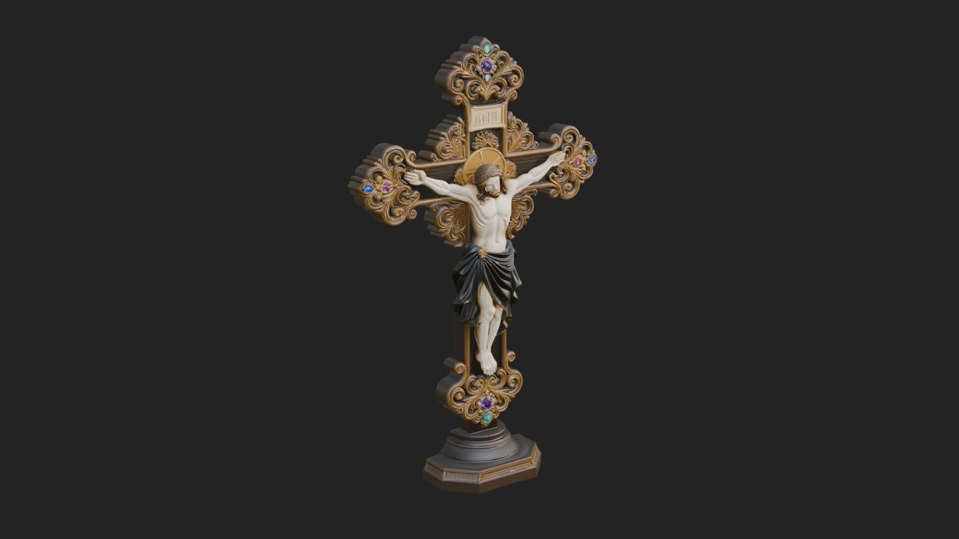 Gemmed Crucifix Cross Model Design 20 3D Print Model 3D Model