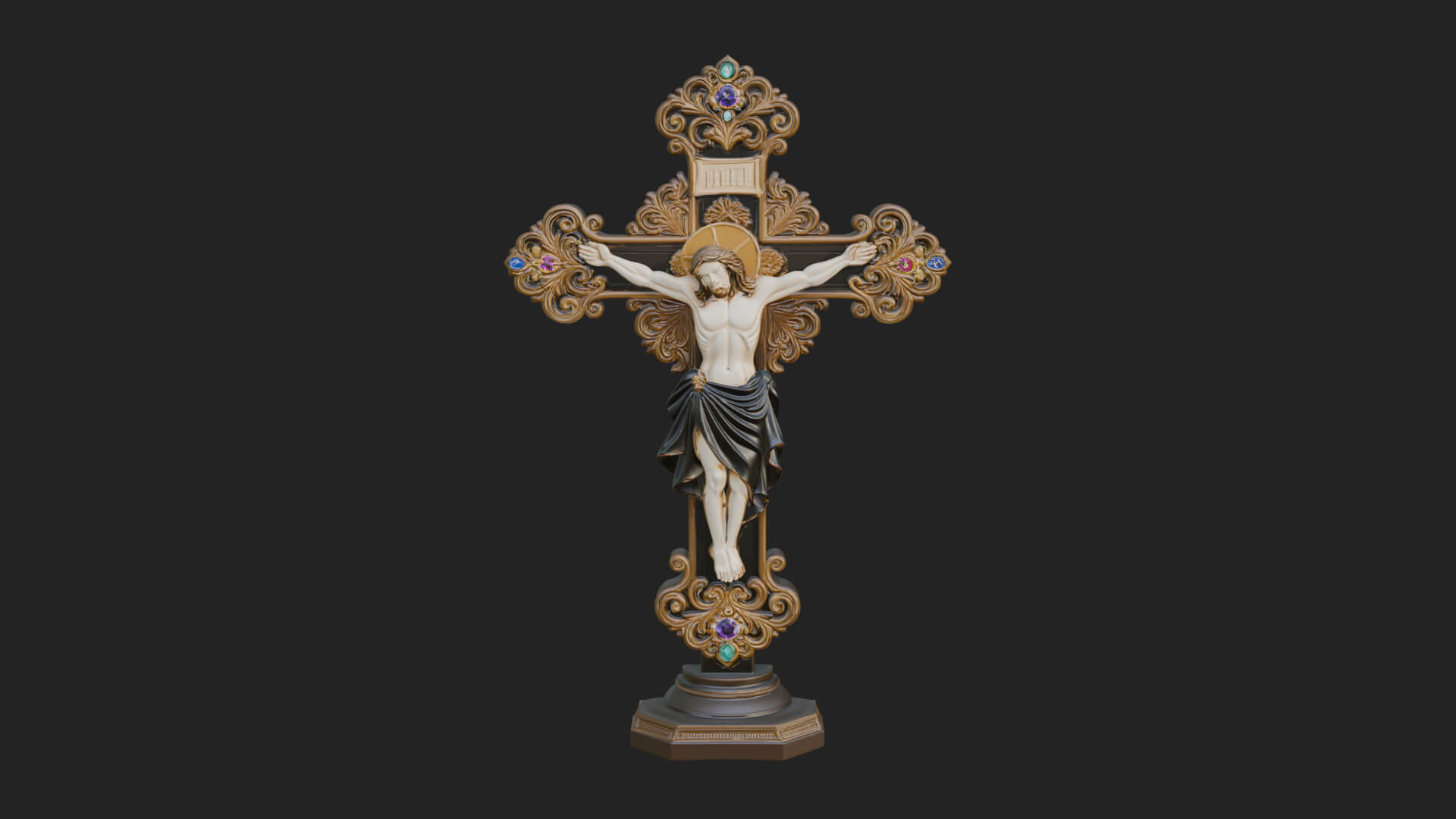 Gemmed Crucifix Cross Model Design 20 3D Print Model 3D Model