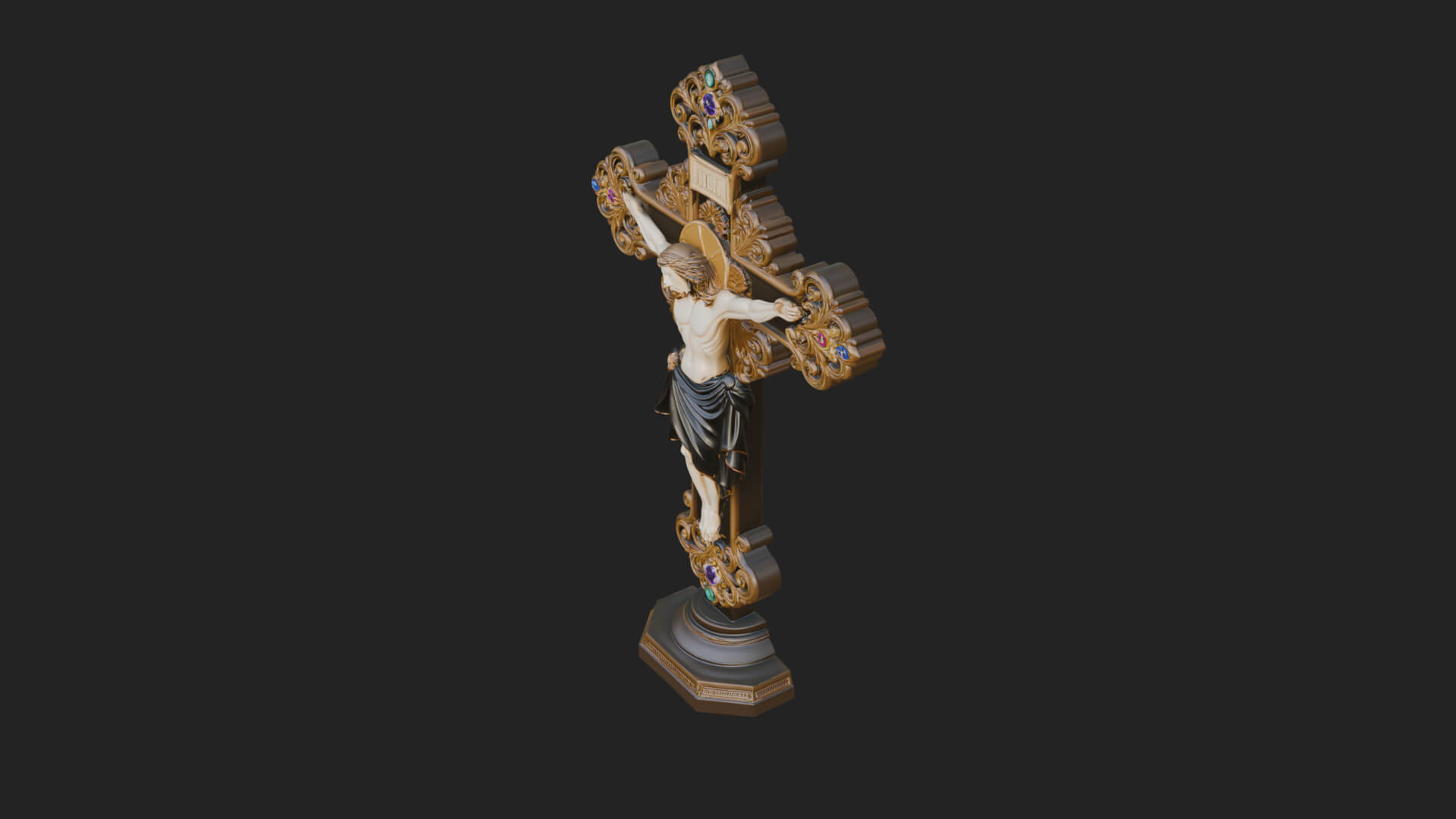 Gemmed Crucifix Cross Model Design 20 3D Print Model 3D Model