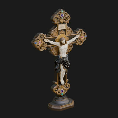 Gemmed Crucifix Cross Model Design 20 3D Print Model