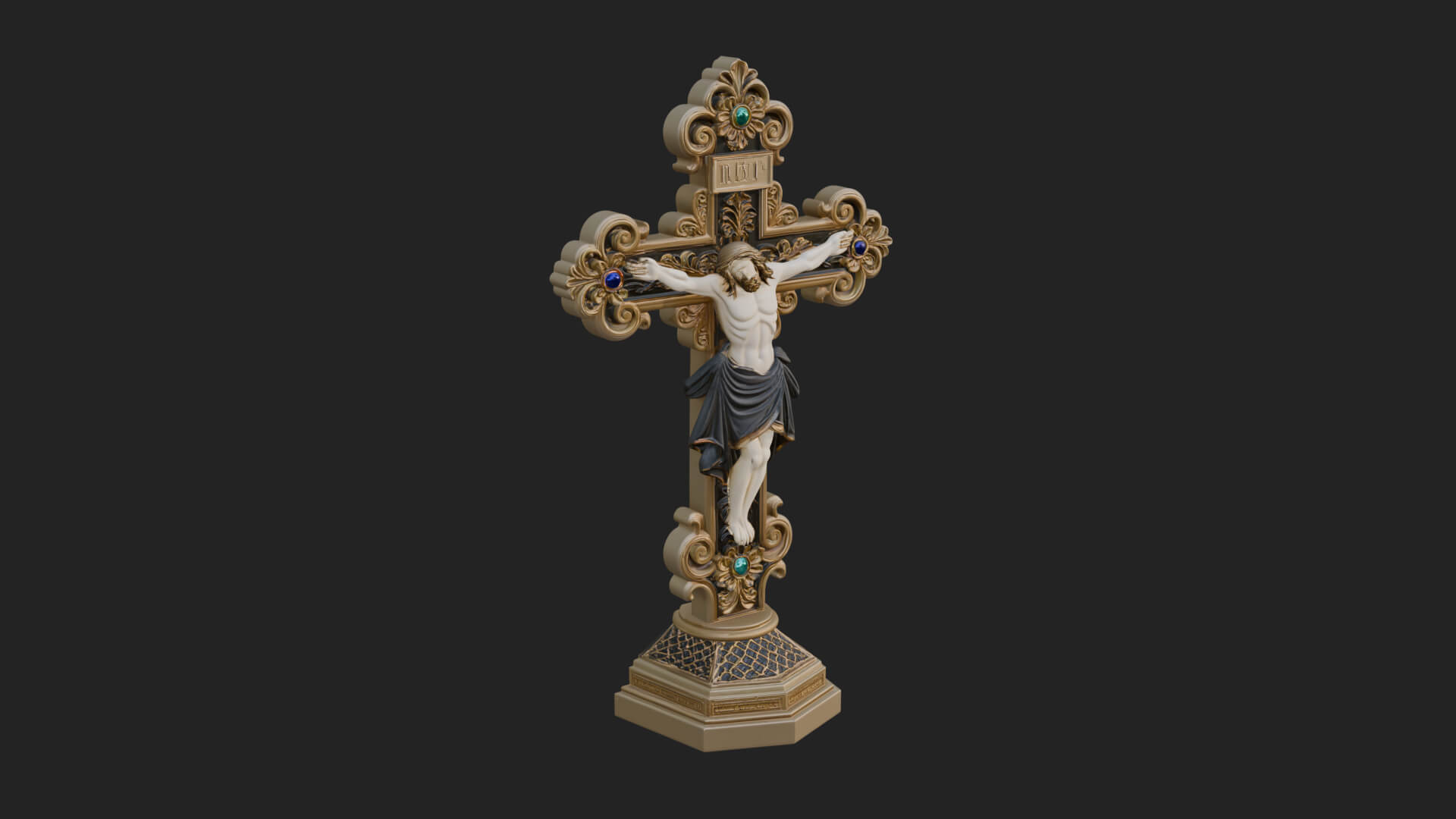 Gemmed Crucifix Cross Model Design 21 3D Print Model 3D Model