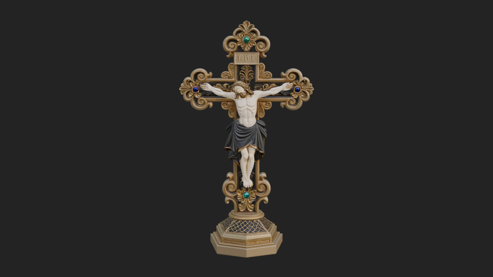 Gemmed Crucifix Cross Model Design 21 3D Print Model 3D Model