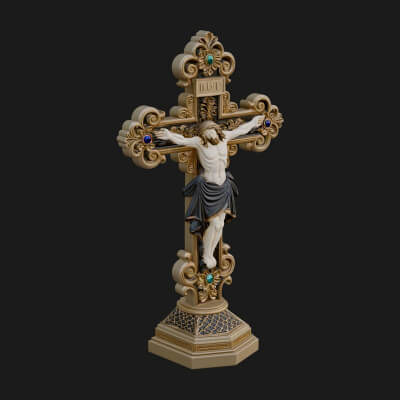 Gemmed Crucifix Cross Model Design 21 3D Print Model