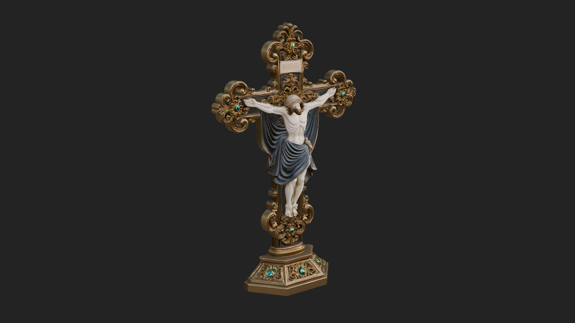 Gemmed Crucifix Cross Model Design 22 3D Print Model 3D Model