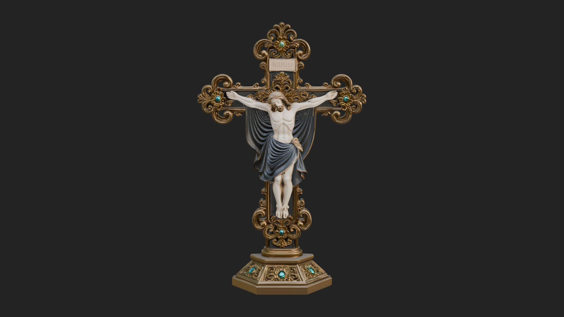 Gemmed Crucifix Cross Model Design 22 3D Print Model 3D Model