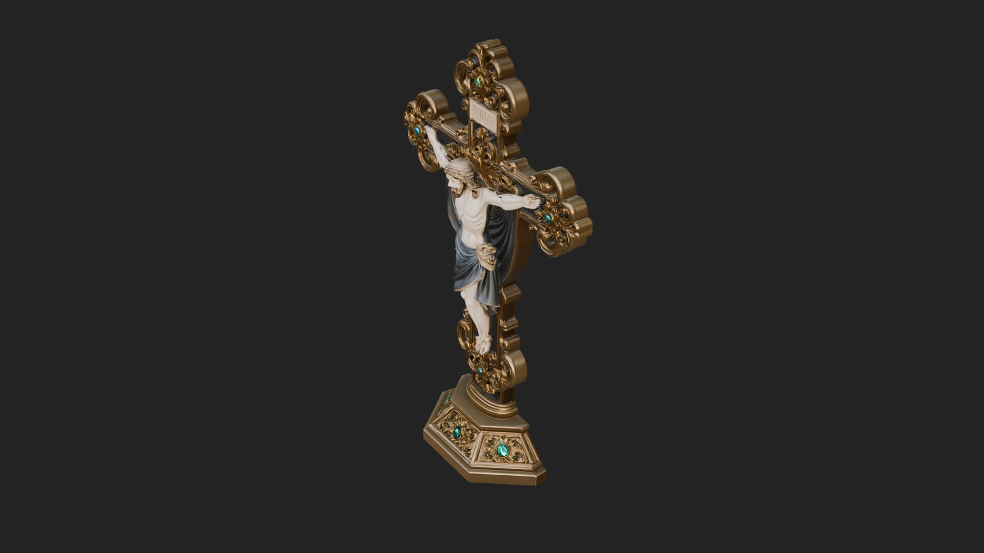 Gemmed Crucifix Cross Model Design 22 3D Print Model 3D Model
